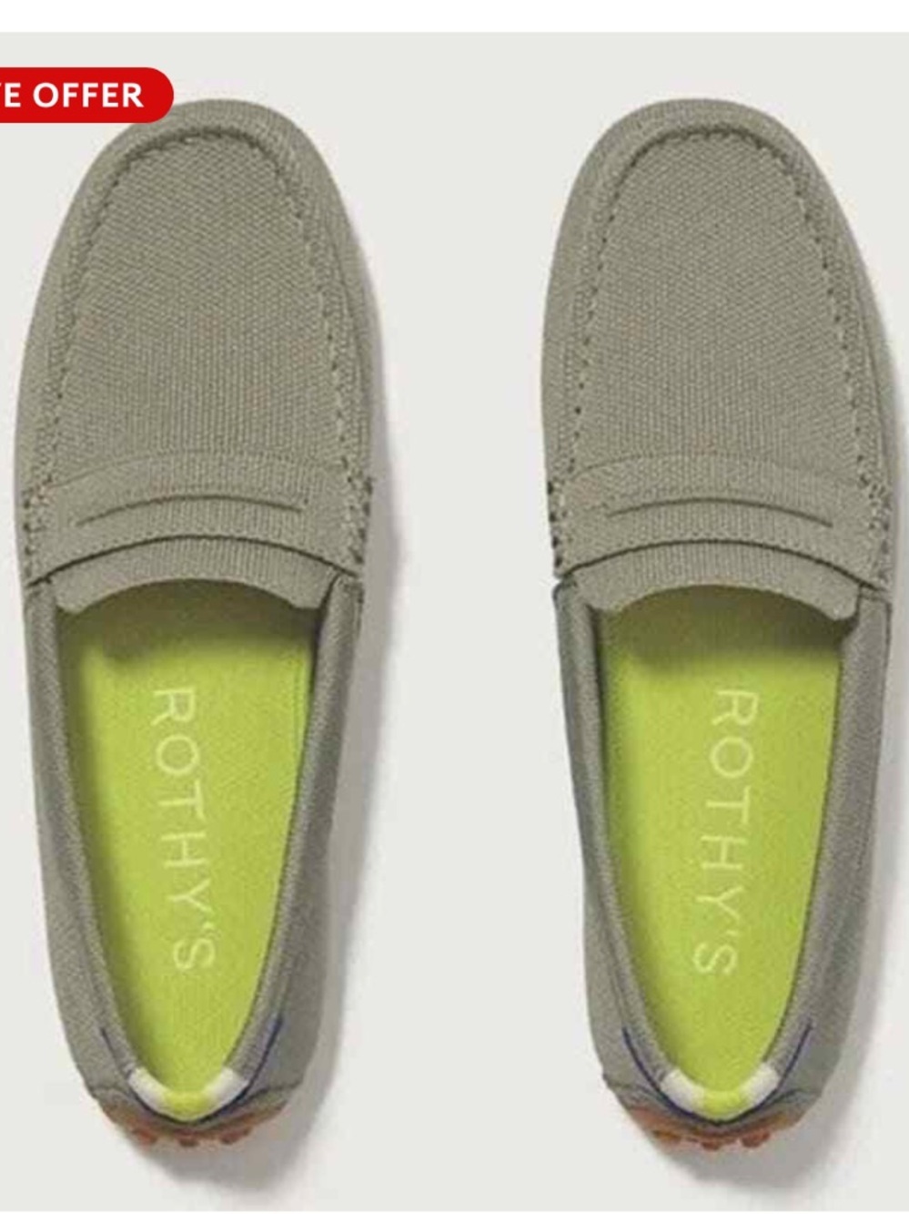 NWOT Rothy's The Driver Loafer Slip-On Retired Martini Olive Size W6.5